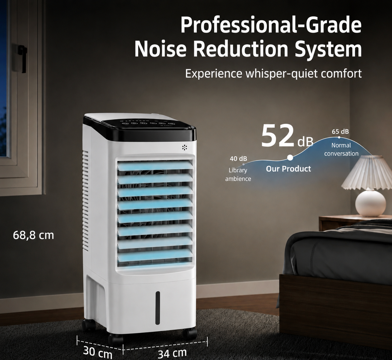 Airco Portable Air Conditioner 3-in-1 with Remote Control, Dehumidifier & Fan - 24-Hour Timer, Night Mode